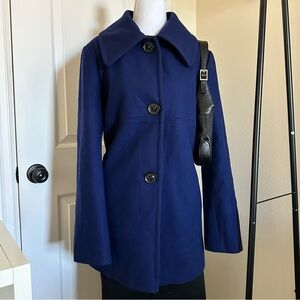 Alfani Women's Deep Blue Wool Blend Pea Coat